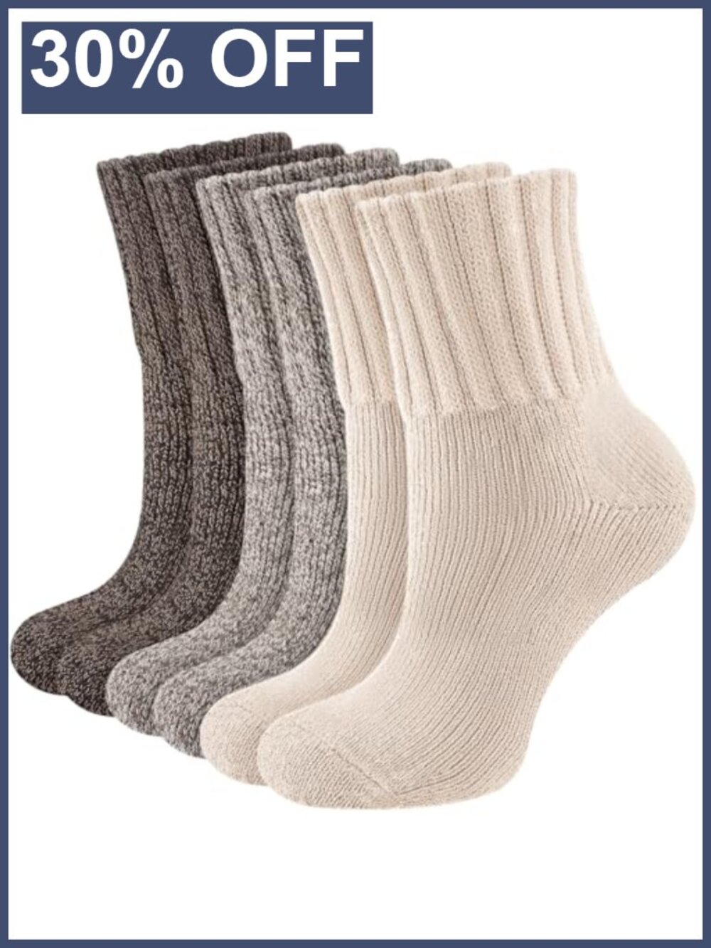 Women's Thermal Crew Socks 3 Pairs Cushioned Winter Boot Socks